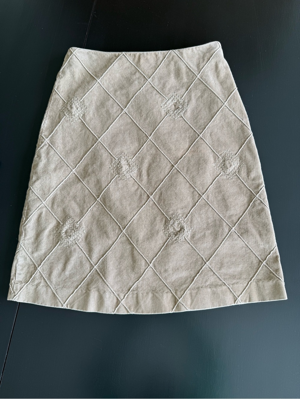 Talbots Beige Diamond-Embroidered Pencil Skirt
